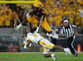 Arizona State running back Eno Benjamin hurdles a Kent State defender at the Sun Bowl. (Image: Joe Camporeale/USA Today Sports)