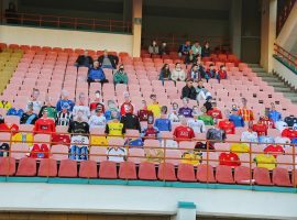 Mannequins sit in front of a small group of real fans at a Dynamo Brest game on Wednesday. (Image: @dynamobrest/Twitter)