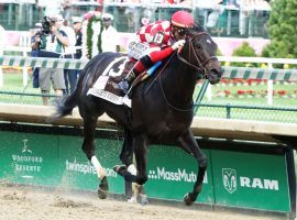 Serengeti Empress, seen here winning the Kentucky Oaks last May, has endured a roller-coaster career. She is the favorite coming into Saturday's Apple Blossom Stakes. (Image: Churchill Downs)