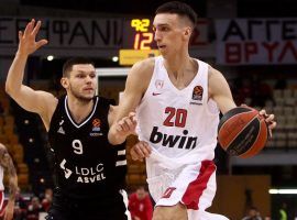 Aleksej Pokusevski playing for Olympiacos in the Greek 2nd division. (Image: Gianni Kostas/AP)