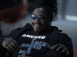 Marshawn Lynch, as Giggles, during a party scene in an episode of "Westworld" on HBO. (Image: HBO)