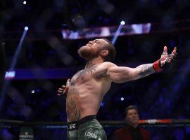 Conor McGregor celebrates after defeating Donald “Cowboy” Cerrone on Jan 18, 2020. (Image: Steve Marcus/Getty)