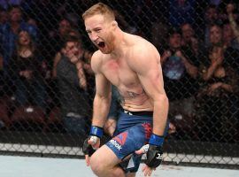 Justin Gaethje celebrates after defeating Edson Barboza at UFC on ESPN 2 on Mar. 30, 2019. (Image: Josh Hedges/Zuffa/Getty)
