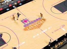 Conceptual art for a basketball game at T-Mobile Arena in Las Vegas. (Image: NBA2K)