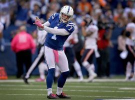 Indianapolis Colts kicker Pat McAfee celebrates a successful surprise onside kick against the Chicago Bears in 2016. (Image: Matt Kryger/Indy Star)