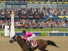 Wonder Gadot beat the boys to win the 2018 Queen's Plate, the oldest continuously run stakes race in North America. It moves to September this year due to the coronavirus. (Image: Woodbine Entertainment)