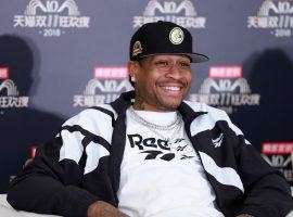 Allen Iverson receives interview during rehearsal for 2018 Double 11 Global Shopping Festival on November 10, 2018 in Shanghai, China. (Image: Getty)