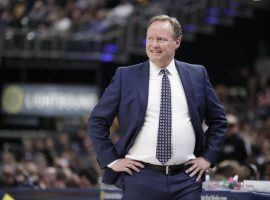 Mike Budenholzer, head coach of the Milwaukee Bucks, during a game at Fiserv Arena. (Image: Michael Conroy/AP).