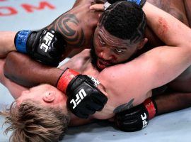 Curtis Blaydes (top) took down Alexander Volkov 14 times on his way to winning by unanimous decision at UFC Fight Night on Saturday. (Image: UFC/Instagram)