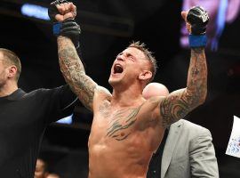 Dustin Poirier (pictured) is favored over Dan Hooker in their main event clash on Saturday night. (Image: Getty)