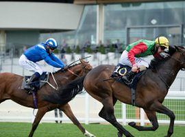 This is what a 150/1 shocker looks like at the finish line. Nando Parrado pulled off the biggest upset in Royal Ascot history when he won the Coventry Stakes at 150/1. (Image: The Sporting Life)