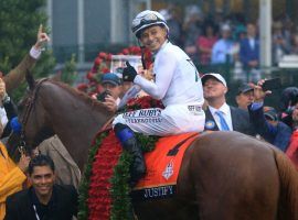 Mike Smith, who rode Bob Baffert's Justify to the 2018 Triple Crown, once again has the confidence of the Hall of Fame trainer. Smith will ride Authentic in July's Haskell Invitational. (Image: Sean M. Haffey/Getty)