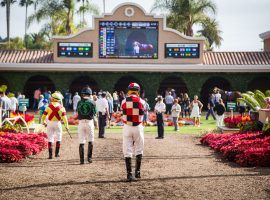 Del Mar was forced to close this weekend after 15 jockeys tested positive for COVID-19. The track is revamping its jockeys' room and instituting a travel ban on riders. (Image: Del Mar Thoroughbred Club)