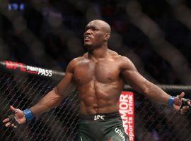 Kamaru Usman (pictured) will defend his welterweight championship against Jorge Masvidal in the main event of UFC 251 on Saturday. (Image: Christian Petersen/Zuffa)