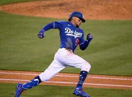 LA Dodgers CF Mookie Betts during a Spring Training game. (Image: Harry How/Getty)