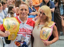 Joey Chestnut and Miki Sudo successfully defended their Nathanâ€™s Hot Dog Eating Contest titles, and set new world records. (Image: Getty)