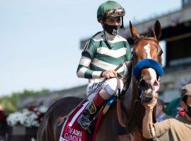 John Velazquez will ride even money favorite Gamine in Saturday's Kentucky Oaks. (Image: Alton Strupp/Louisville Courier Journal)