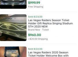 The commemorative box that the Las Vegas Raiders sent to season ticket holders has become a hot eBay item. (Image: eBay)