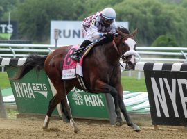 Tiz the Law opens as the even-money favorite for Saturday's Grade 1 Travers Stakes at Saratoga. He is 3-for-3 this year, including this decisive Belmont Stakes win in June. (Image: The Saratogian)