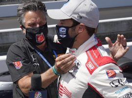 Marco Andretti is congratulated by his father, Michael as he captured the pole for the Aug. 23 Indy 500 on Sunday, and saw his odds improve to 10/1 to win the race. (Image: AP)