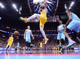 Anthony Davis of the Los Angeles Lakers dunks against the Miami Heat in late 2019. (Image: Brian Babineau/Getty)