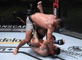 Alistair Overeem (top) overwhelmed Augusto Sakai to win the main event of UFC Fight Night 176. (Image: Chris Unger/Zuffa)