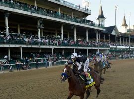 Authentic and John Velazquez led the Kentucky Derby at every post en route to upsetting heavy favorite Tiz the Law. (Image: Churchill Downs/Coady Photography)