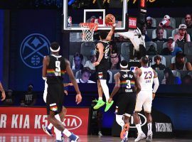 Denver Nuggets guard Jamal Murray dunks against the LA Lakers in Game 3 of the Western Conference Finals. (Image: Garrett Ellwood/Getty)