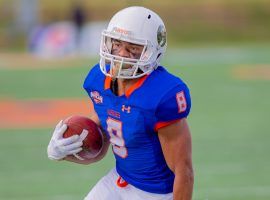 Houston Baptist wide receiver Jerreth Sterns is a ball magnet, catching nearly nine passes per game in 2019. He could provide tremendous DFS value on Saturday. (Image: Houston Baptist University Athletics)