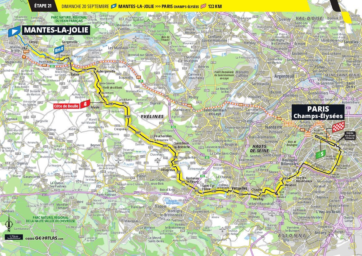 Map Stage 21 Paris 2020 Tour de France Le