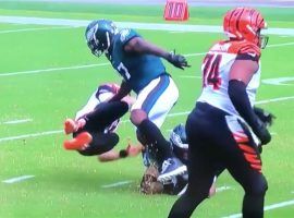Cincinnati rookie quarterback is realizing he’s not at LSU anymore as a vicious hit on him made the NFL Week 3 highlights. (Image: CBS Sports)