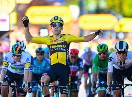 Wout Van Aert secures a second stage victory for Jumbo-Visma in Stage 6 of the Tour de France. (Image: Cor Vos/AP)