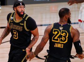 Anthony Davis and LeBron James of the LA Lakers are two wins away from an NBA championship. (Image: Kim Klement/USA Today Sports)
