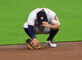 Astros second baseman Jose Altuve reacts to making an error during the sixth inning of a Game 3 loss to the Rays in the 2020 ALCS. (Image: Jayne Kamin-Oncea/USA Today Sports)