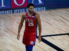 Ben Simmons, of the Philadelphia 76ers, playing in one of his last games inside the NBA Bubble. (Image: Ashley Landis/Getty)