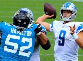 Detroit quarterback Matthew Stafford used a side arm method to deliver one of his passes in one of many NFL Week 6 highlights. (Image: Getty)