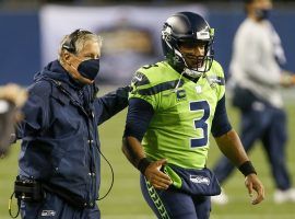 Seattle Seahawks head coach Pete Carroll and QB Russell Wilson are the big favorites to win the NFC West. (Image: Joe Nicholson/USA Today Sports)