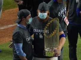 A COVID championship. Masked-up Dodgers celebrate 2020 World Series title (Photo: AP)