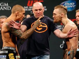 Dustin Poirier (left) and Conor McGregor (right) will fight their long-awaited rematch on Jan. 23 at UFC 257. (Image: Josh Hedges/Zuffa/Getty)