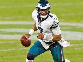 Rookie Jalen Hurts will start at quarterback for the Eagles this week. His running ability could yield high DFS scores. (Image: CBS Sports)