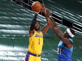 Kentavious Caldwell-Pope from the LA Lakers knocked down seven 3-pointers in a win over the Milwaukee Bucks. KCP hit a running 3-pointer at the buzzer that saved totals bettors. (Image: Getty)