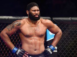 Curtis Blaydes (pictured) will try to strengthen his case for a title shot when he takes on Derrick Lewis on Saturday night at UFC Fight Night 185. (Image: Josh Hedges/Zuffa/Getty)