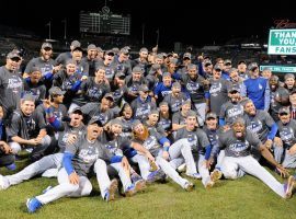 The Los Angeles Dodgers pose for a team picture after winning the 2020 World Series. (Image: LA Times)