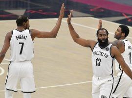 Brooklyn Nets and their Big 3 -- Kevin Durant, James Harden, and Kyrie Irving -- are consensus favorites to win the NBA title. (Image: Getty)