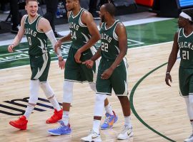 The Milwaukee Bucks are all smiles during their eight-game winning streak, which propelled them within striking distance of the #1 seed in the Eastern Conference. (Image: Dylan Buell/Getty)