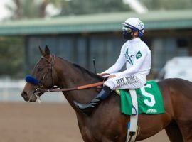 Mike Smith and Life Is Good are your odds-on favorites to win Saturday's Grade 2 San Felipe Stakes at Santa Anita. (Image: Benoit Photo)