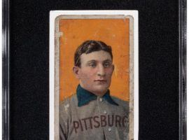 This T206 Honus Wagner formerly owned by Joe Garagiola brought $2.5 million at auction on Sunday. (Image: Heritage Auctions)