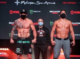 Ryan Bader (left) will take on Lyoto Machida (right) in a long-awaited rematch at Bellator 256 on Friday night. (Image: @BellatorMMA/Twitter)