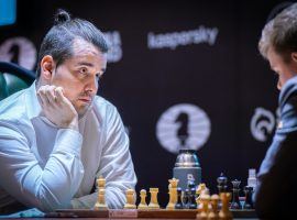 Ian Nepomniachtchi defeated Kirill Alekseenko on Wednesday to extend his lead at the Candidates Tournament. (Image: Lennart Ootes/FIDE)