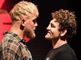 YouTuber Jake Paul (left) will battle former MMA fighter Ben Askren (right) in an eight-round boxing match on Saturday night. (Image: Ethan Miller/Getty)